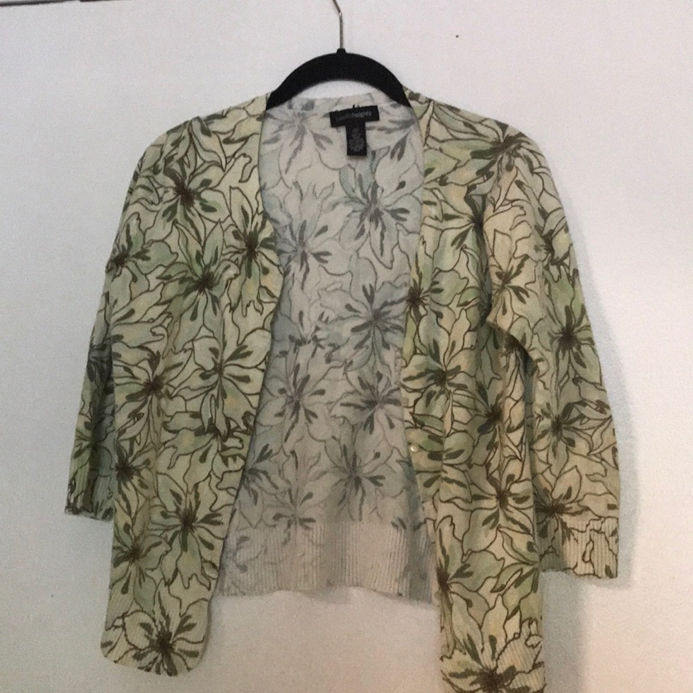 Pacific heights green flower cardigan